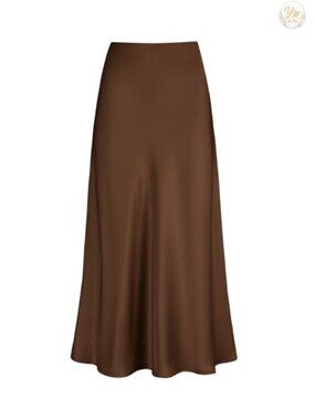 Satin High Waisted A Line Maxi Skirt Silk Long Skirt